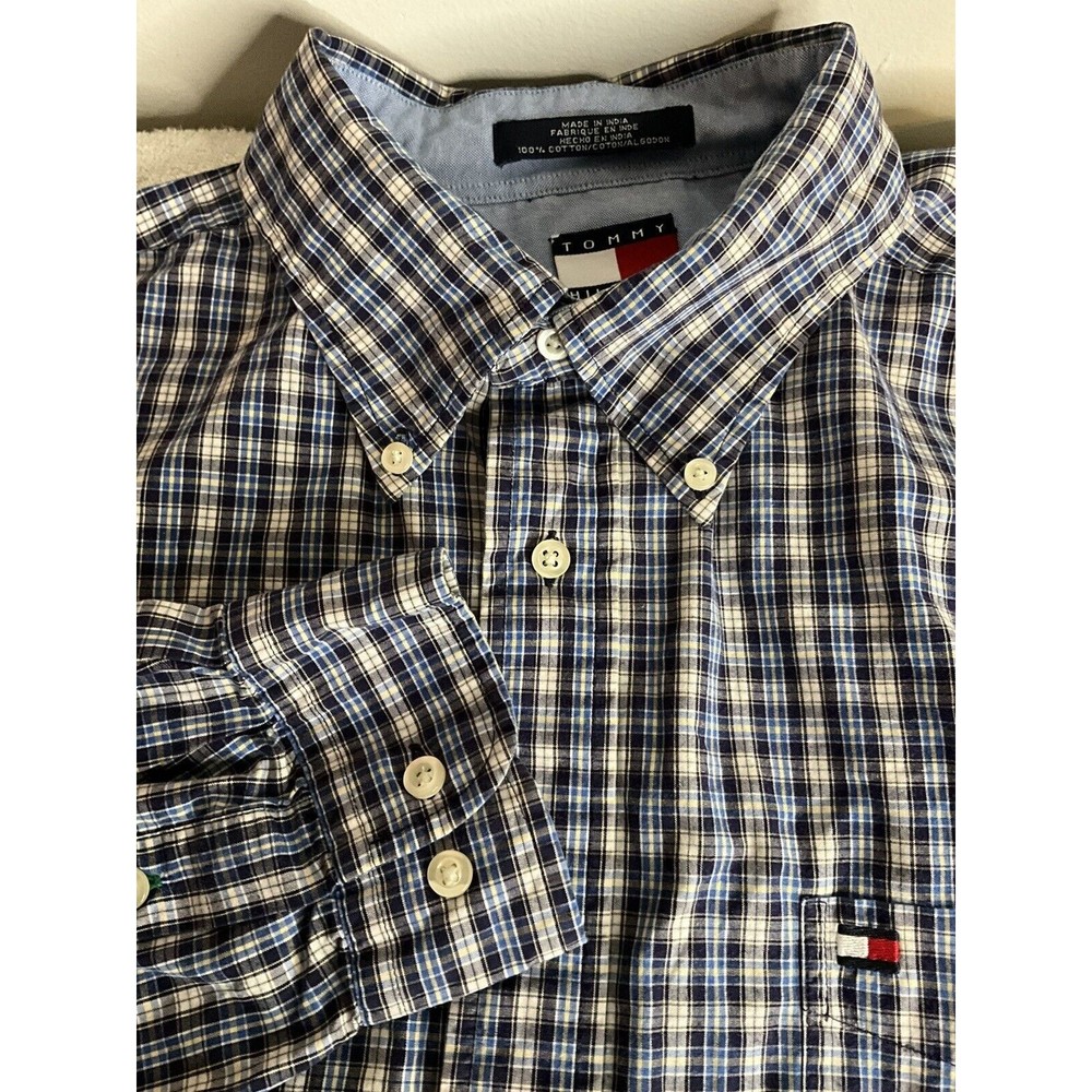 Tommy Hilfiger Men's Long Sleeve Button Front‎ Plaid Shirt Size XL